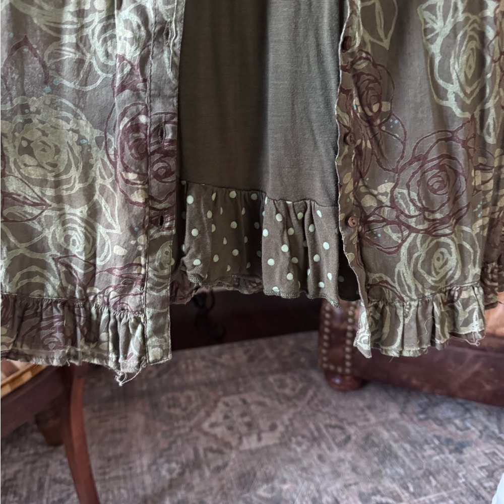 Billabong Olive and Brown Floral Midi Dress - Picture 3 of 6